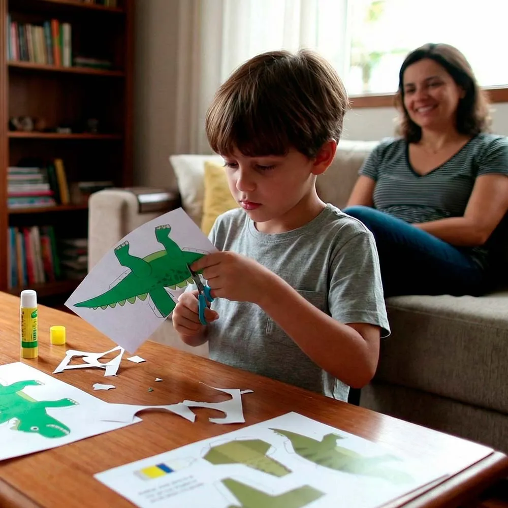 Ninos haciendo manualidades en papel